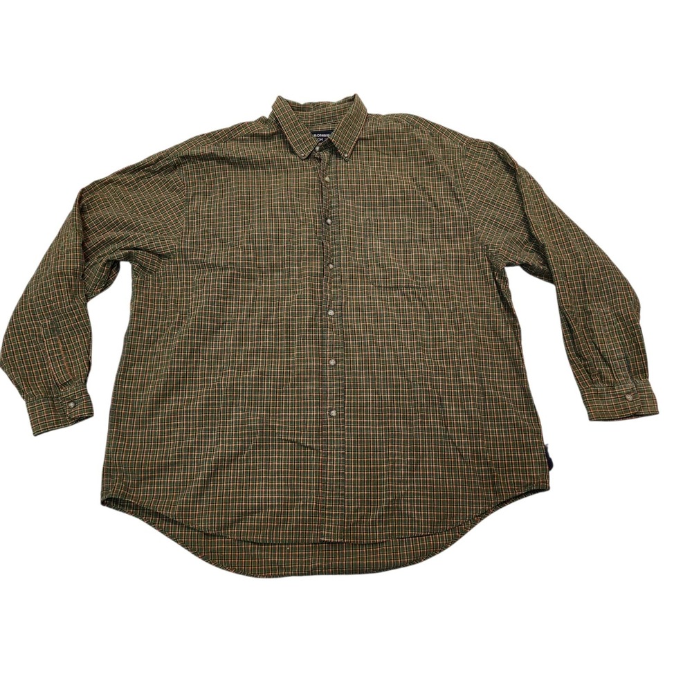 Vtg 90s Y2K Abercrombie & Fitch Oversized Green Plaid Button Down Shirt Men's XL